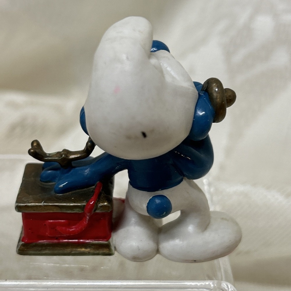 Smurfs 3 Emperor With Mushroom, Vintage Phone Gift Flowers vintage Schleich Peyo - Picture 7 of 13